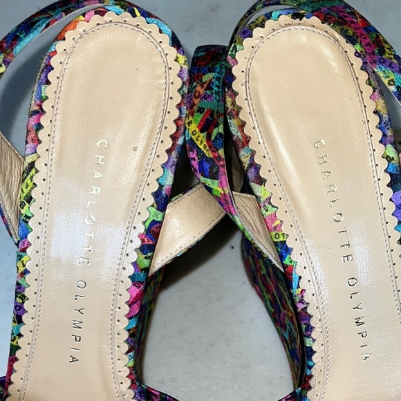 CHARLOTTE OLYMPIA MULTI-COLOR WEDGE SANDALS